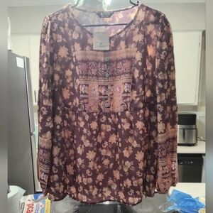 BloomChic Floral Blouse - Brown and Pink Womens Size 12